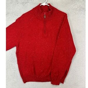 Jos. A.‎ Bank Lambswool Nylon Blend Sweater Mens Medium Red Quarter Zip Pullover